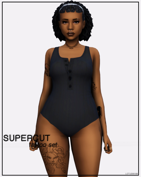 Mix Supercut Tattoo Set by lotuswhimcc - The Sims 4 Custom Content
