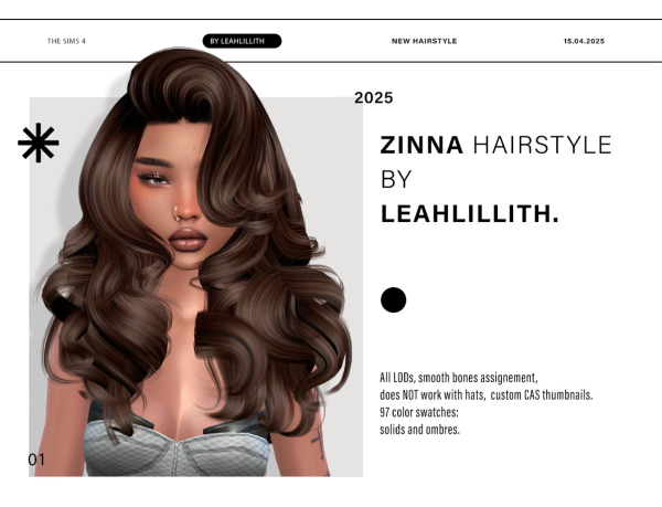 Alpha Zinna Hairstyle by simsfinds - The Sims 4 Custom Content
