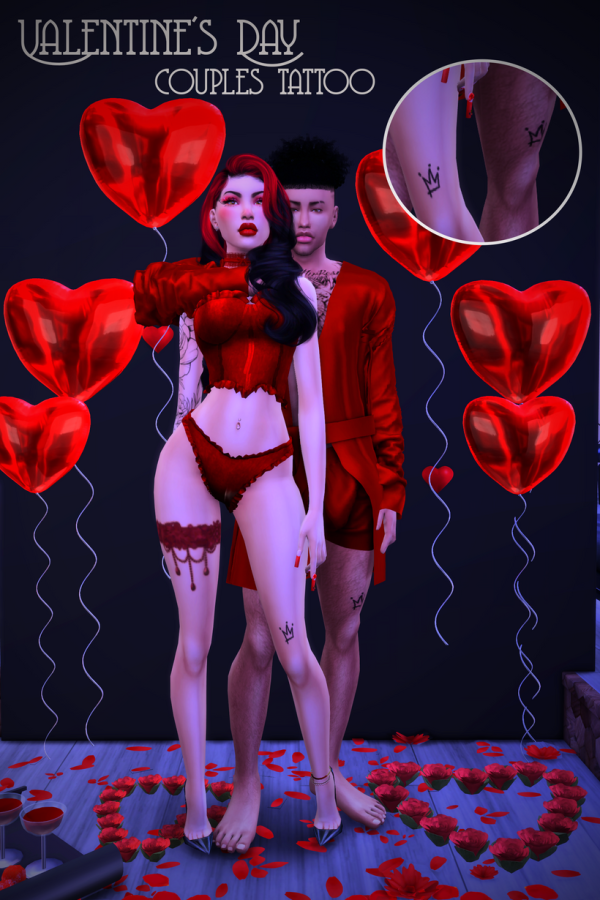 Mix Valentine's Gift Couple Tattoo by simsfinds - The Sims 4 Custom Content