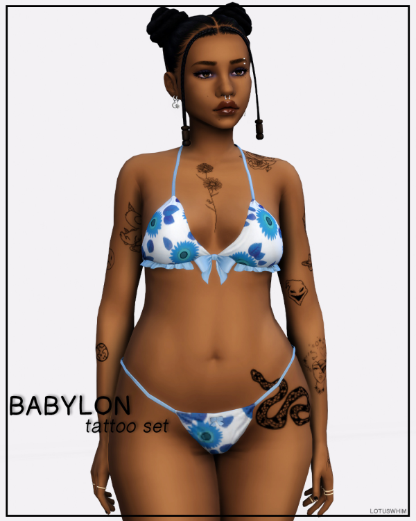 Mix Babylon Tattoo Set by lotuswhimcc - The Sims 4 Custom Content