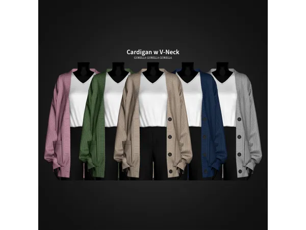 Alpha Cardigan w V Neck by gorillax3 - The Sims 4 Custom Content
