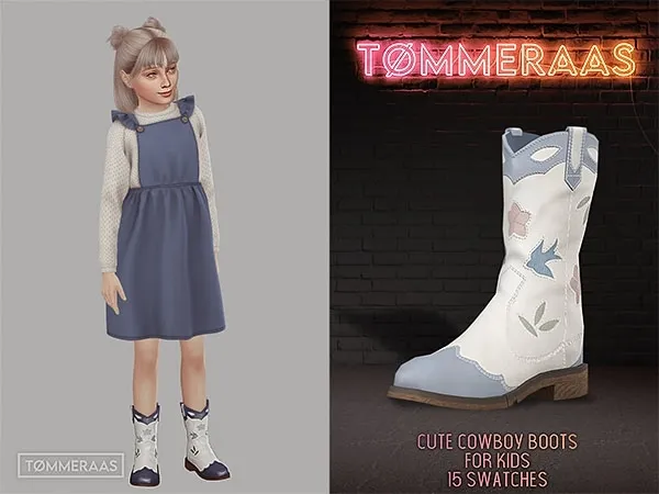 Mix Tu00d8MMERAAS Cute Cowboy Boots for Kids (101) - The Sims 4 Custom Content
