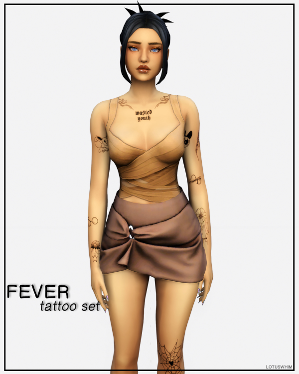 Mix Fever Tattoo Set by lotuswhimcc - The Sims 4 Custom Content