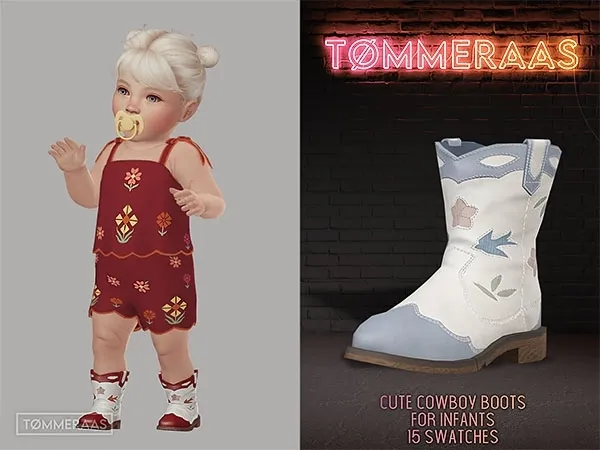 Mix Tu00d8MMERAAS Cute Cowboy Boots for Infants (103) - The Sims 4 Custom Content
