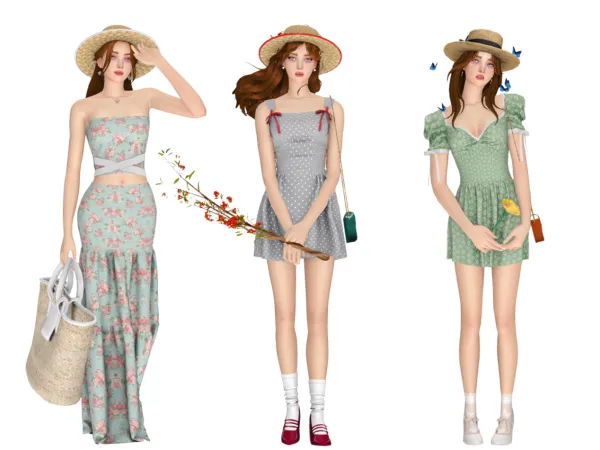 Alpha Cottagecore Spring Picnic Outfit by thekims4 - The Sims 4 Custom Content
