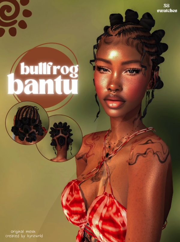 Alpha [kyrzwrld] bullfrog bantu hair by simsfinds - The Sims 4 Custom Content