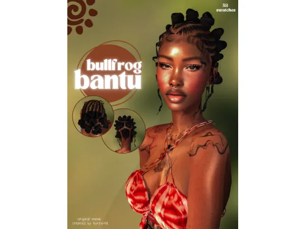 Alpha [kyrzwrld] bullfrog bantu hair - The Sims 4 Custom Content