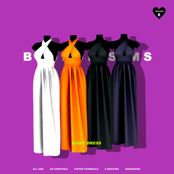 Alpha NIGHT DRESS by simsfinds - The Sims 4 Custom Content