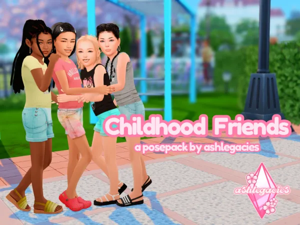 Mix Childhood Friends Posepack - The Sims 4 Custom Content