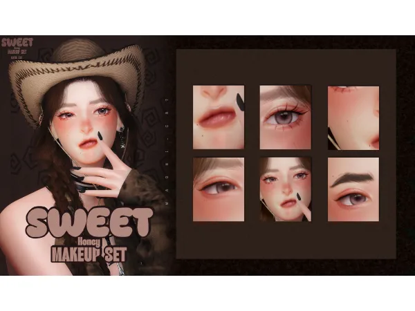 Maxis Match [Maoni_cat]Sweet Honey MAKEUP SET - The Sims 4 Custom Content
