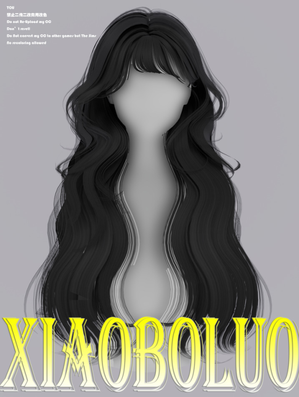 Alpha [Xiaoboluo]Korean long curly hair by simsfinds - The Sims 4 Custom Content