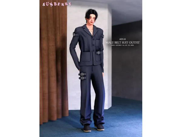 Alpha [SUNBERRY] 2510 MALE Belt Suit - The Sims 4 Custom Content