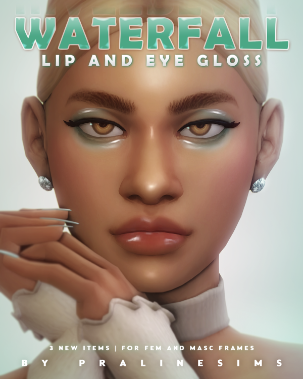 Maxis Match WATERFALL Lip and Eye Gloss by simsfinds - The Sims 4 Custom Content