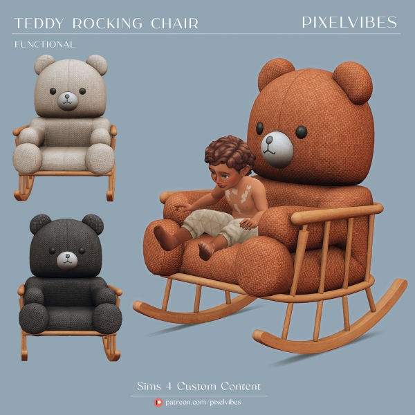 Maxis Match Teddy Rocking Chair by pixelvibes - The Sims 4 Custom Content