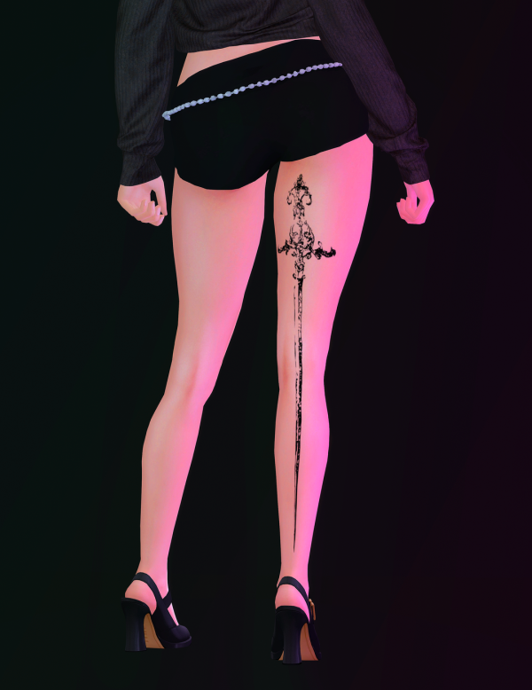 Mix Sword tattoo by simsfinds - The Sims 4 Custom Content