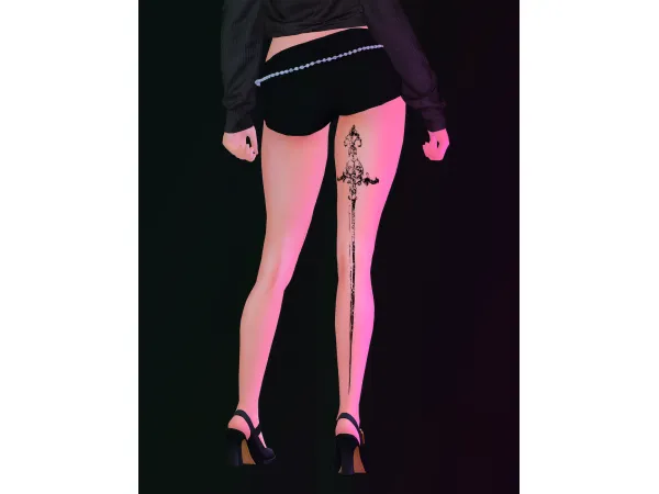 Mix Sword tattoo by SourLemonSimblr - The Sims 4 Custom Content