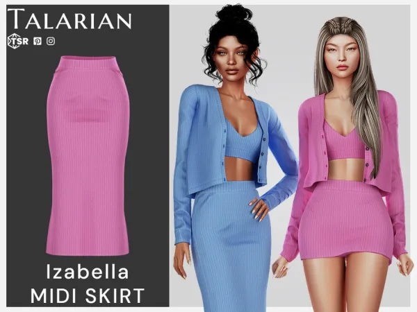 Alpha Izabella Midi Skirt by thesimsresource - The Sims 4 Custom Content