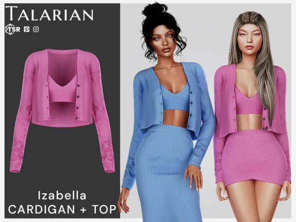 Alpha Izabella Cardigan With Tank Top by talarian - The Sims 4 Custom Content