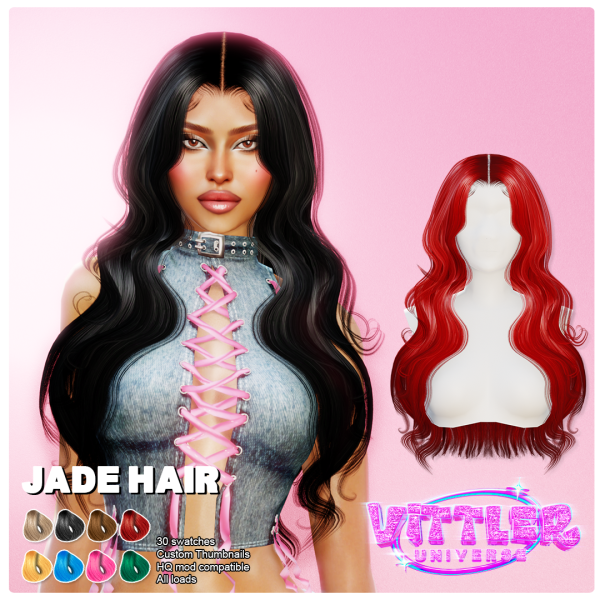 Alpha Jade Female Hair by simsfinds - The Sims 4 Custom Content