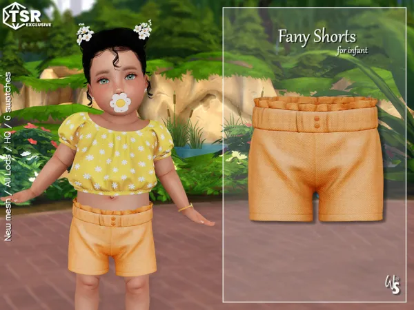 Alpha Fany Set Shorts (infant) by wisteriasims - The Sims 4 Custom Content