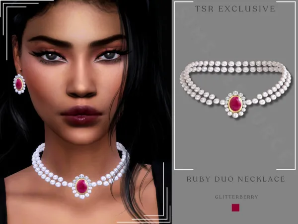 Alpha Ruby Duo Necklace - The Sims 4 Custom Content