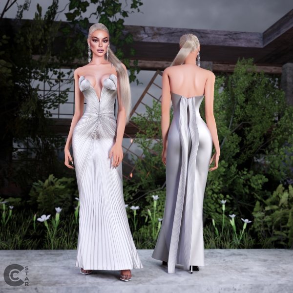 Alpha Hearts Sculptural Silk Gown cool_content_star by cool_content_star - The Sims 4 Custom Content