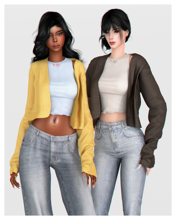 Alpha Elsie Tank with Cardigan by simsfinds - The Sims 4 Custom Content