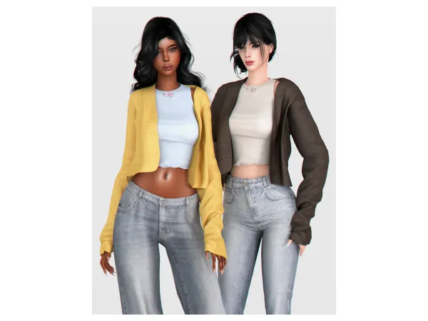 Alpha Elsie Tank with Cardigan by backtrackcc - The Sims 4 Custom Content