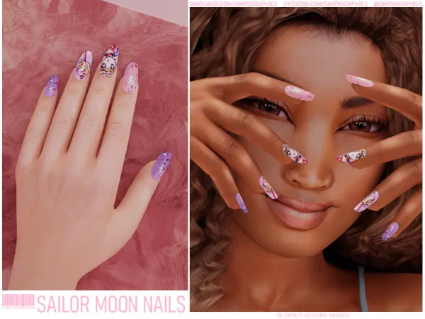 Alpha Sailor Moon Nails by simtographies - The Sims 4 Custom Content