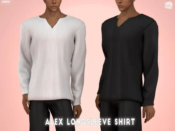 Mix Alex Longsleeve Shirt Old money BRsims by bluerose-sims - The Sims 4 Custom Content