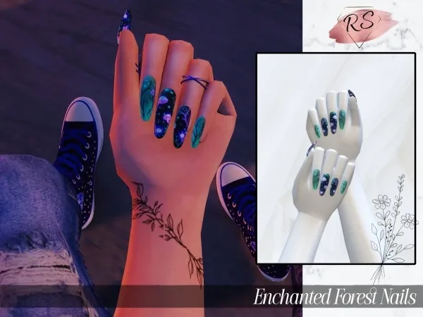 Maxis Match Enchanted Forest Nails by charliesims4cc - The Sims 4 Custom Content