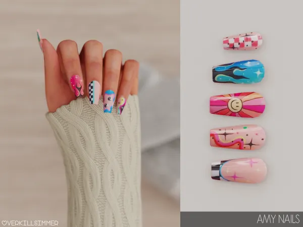 Alpha Amy nails by overkillsimmer - The Sims 4 Custom Content