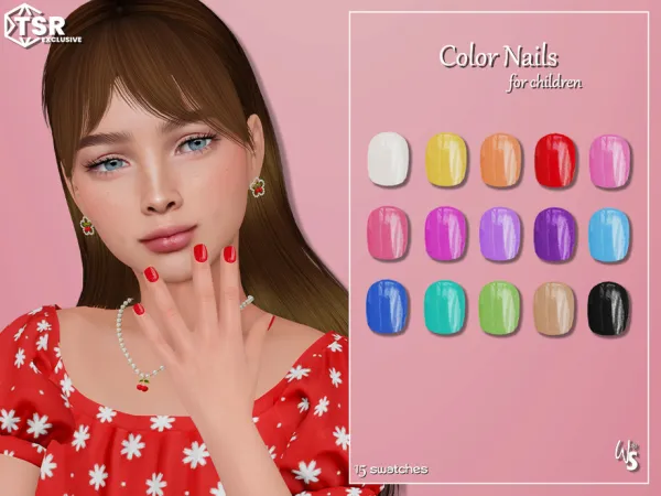 Alpha Color FingerNails for children (girls) by wisteriasims - The Sims 4 Custom Content