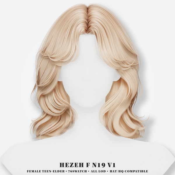 Alpha [Hezeh]FHair_No19 V1 by hezeh - The Sims 4 Custom Content