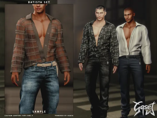Alpha GASET Batista Shirt (Sample) by bergdorfsims - The Sims 4 Custom Content