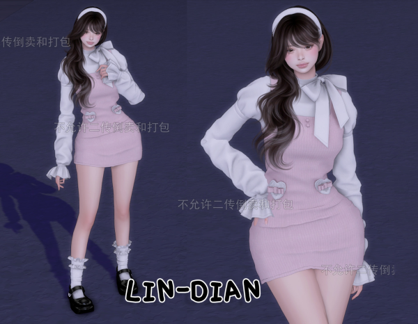 Maxis Match LIN DIAN Two piece puff sleeve women's suit by simsfinds - The Sims 4 Custom Content