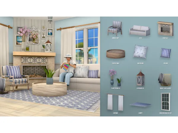 Maxis Match NAUTICAL LIVINGROOM PART 1 ModCo Studios - The Sims 4 Custom Content