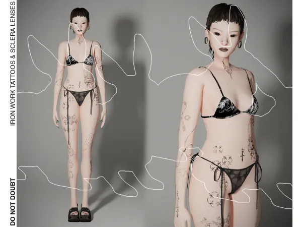 Mix Iron Work Tattoos Sclera Lenses by donotdoubt - The Sims 4 Custom Content