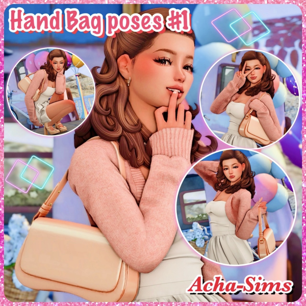 Mix Acha Hand Bag poses 1 by simsfinds - The Sims 4 Custom Content