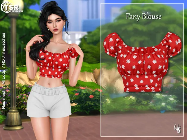 Alpha Fany Blouse for woman by wisteriasims - The Sims 4 Custom Content