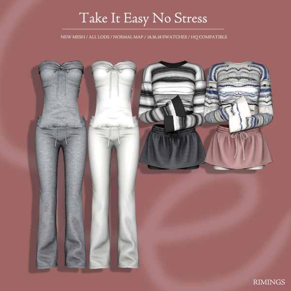 Alpha [RIMINGS] Take It Easy No Stress by simsfinds - The Sims 4 Custom Content