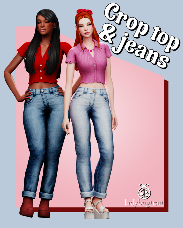 Maxis Match Casual Chic Set Crop Top Jeans for by ladybugtrait - The Sims 4 Custom Content