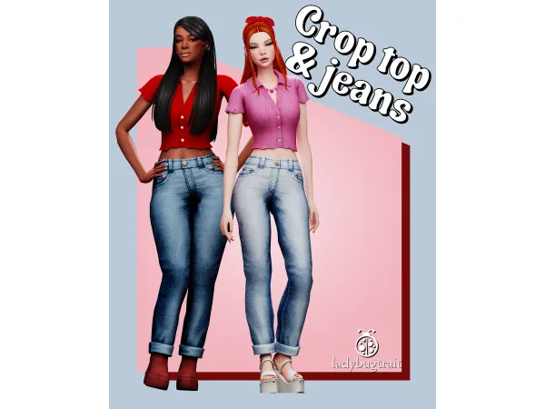 Maxis Match Casual Chic Set u2013 Crop Top Jeans for by Ladybugtrait - The Sims 4 Custom Content