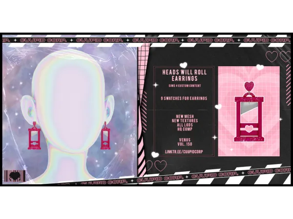 Mix cuupid corp head will roll earrings by missme12 - The Sims 4 Custom Content
