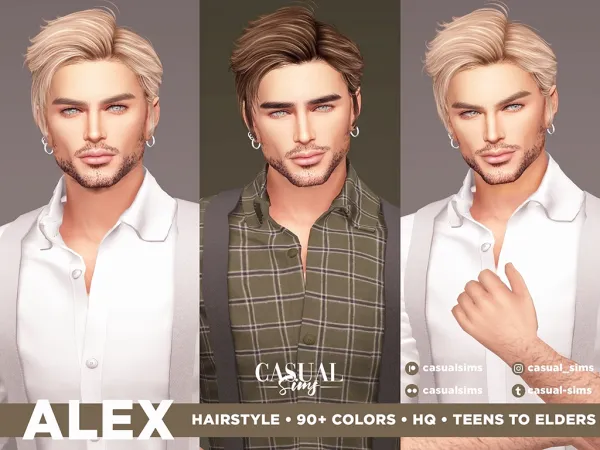 Alpha Alex Hairstyle [simsfinds] by casualsims - The Sims 4 Custom Content