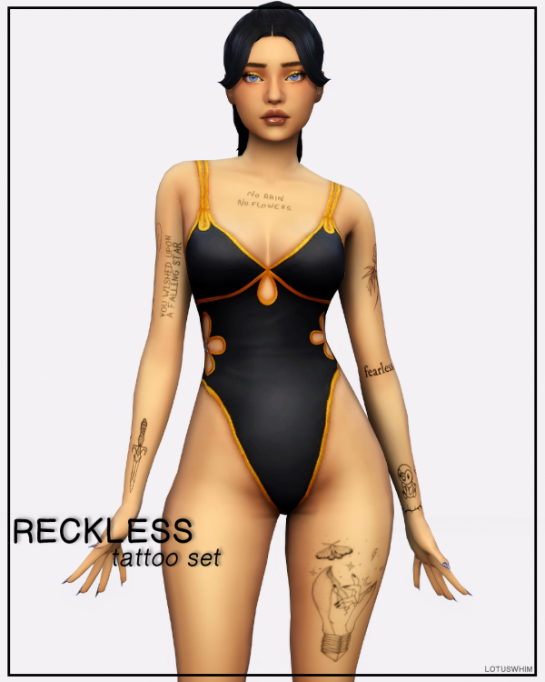 Mix Reckless Tattoo Set by lotuswhimcc - The Sims 4 Custom Content