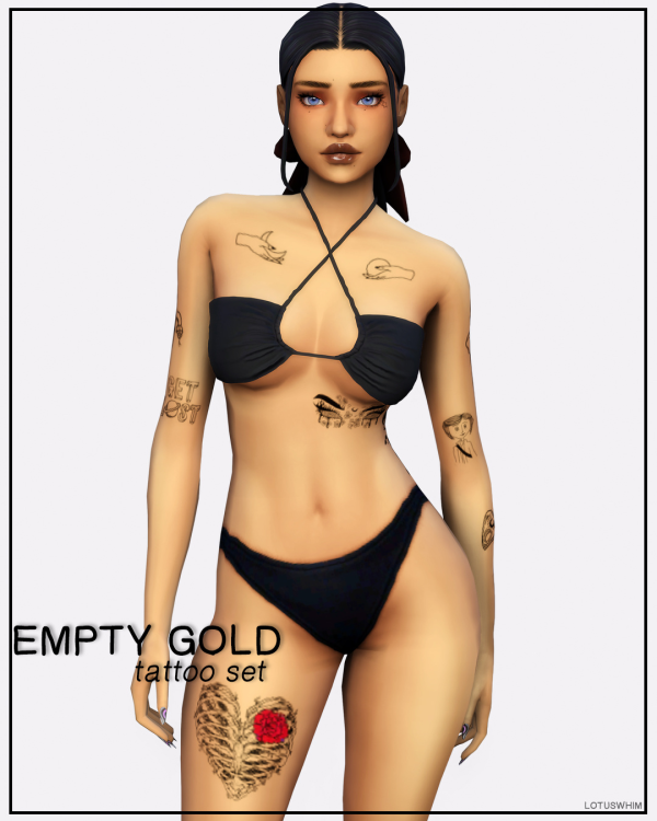 Mix Empty Gold Tattoo Set by lotuswhimcc - The Sims 4 Custom Content