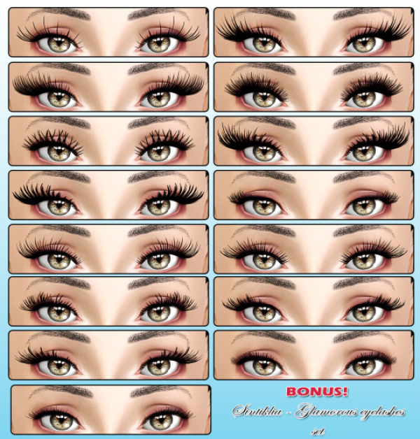 Glamorous eyelashes set super coal black by simsfinds - The Sims 3 Custom Content
