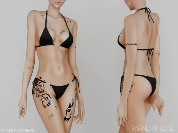 Mix Raiane tattoo set by overkillsimmer - The Sims 4 Custom Content