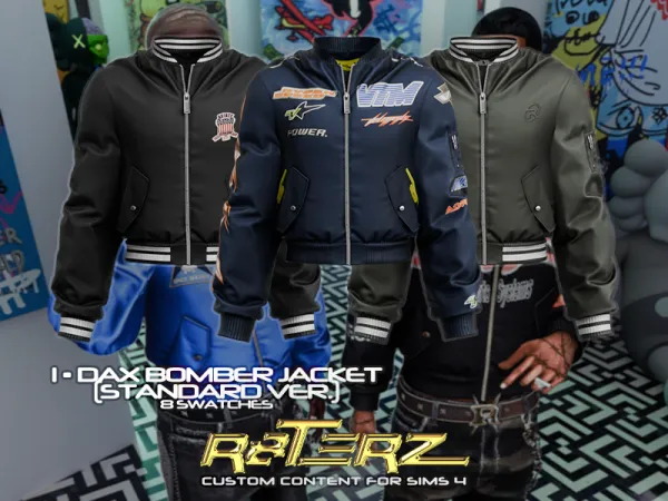 Alpha R8TERZ Dax Bomber Jacket (Standard Version) by decayed - The Sims 4 Custom Content